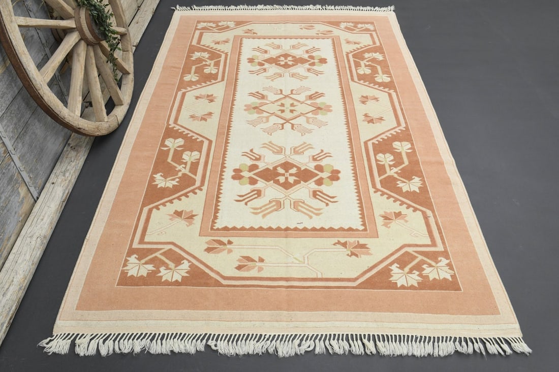 6.2x9.8 MINIMALIST Rug, Distressed Beige Orange - 2