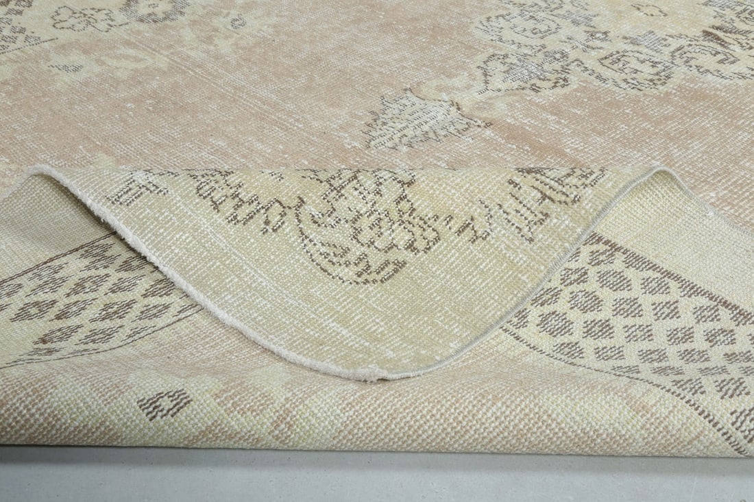 6.1x10 Beige Vintage Turkish Oushak Rug - 10