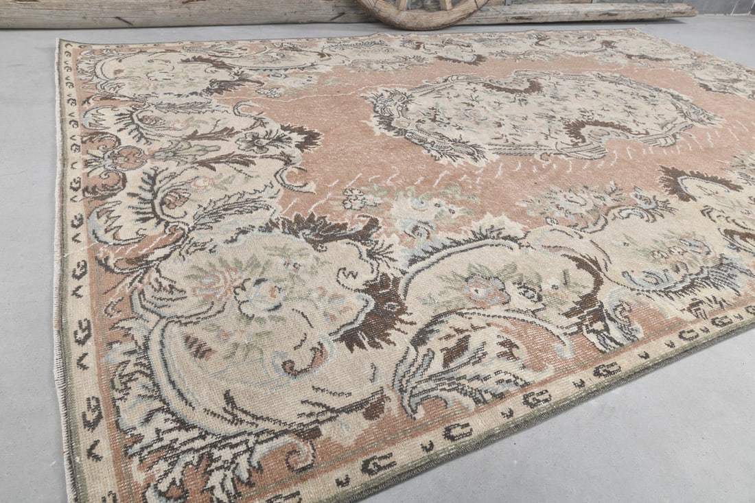 6x10 Turkish Vintage Rug, Beige Brown - 5