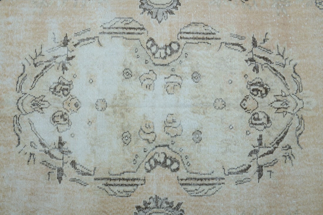 6x10 Beige Turkish rug, Vintage Area Oushak - 8