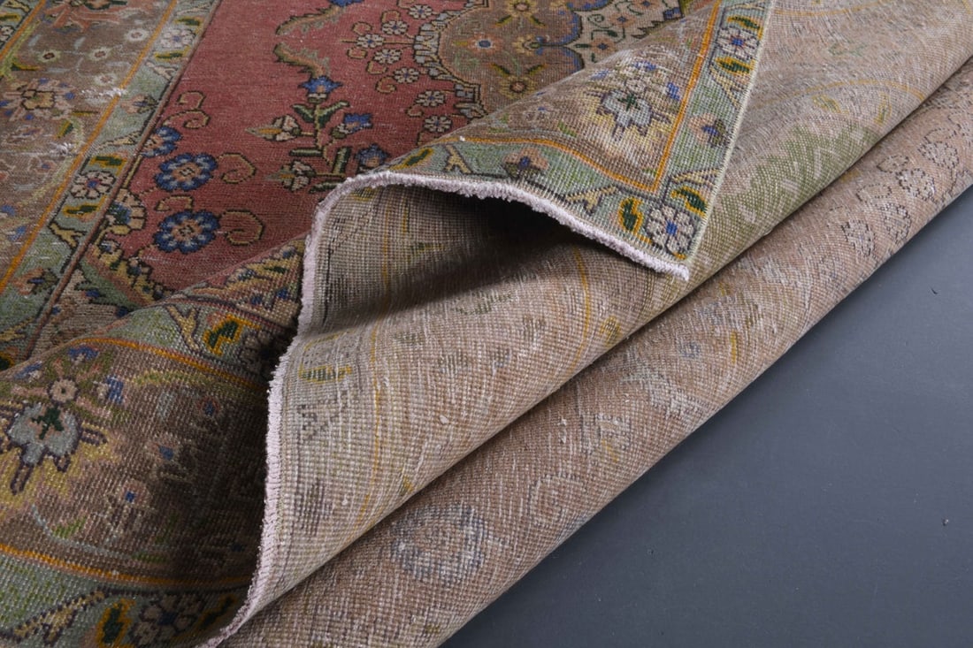 6.5x9.5 TURKISH RUG, Brown Beige Pink Vintage - 10