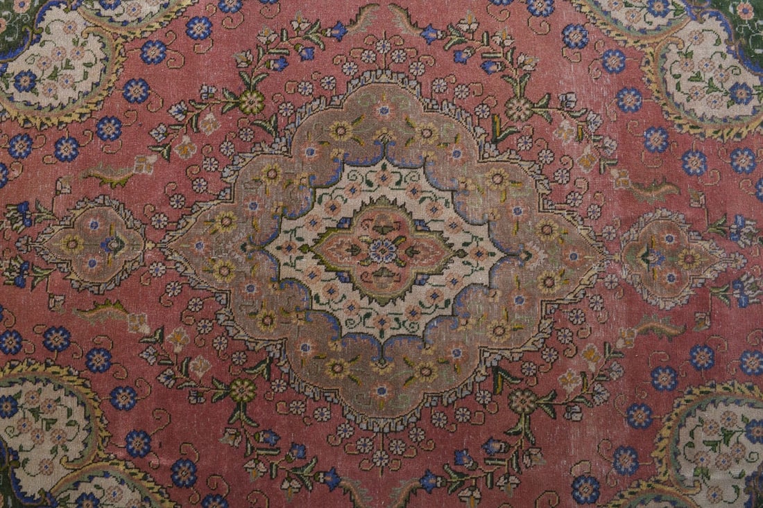 6.5x9.5 TURKISH RUG, Brown Beige Pink Vintage - 7