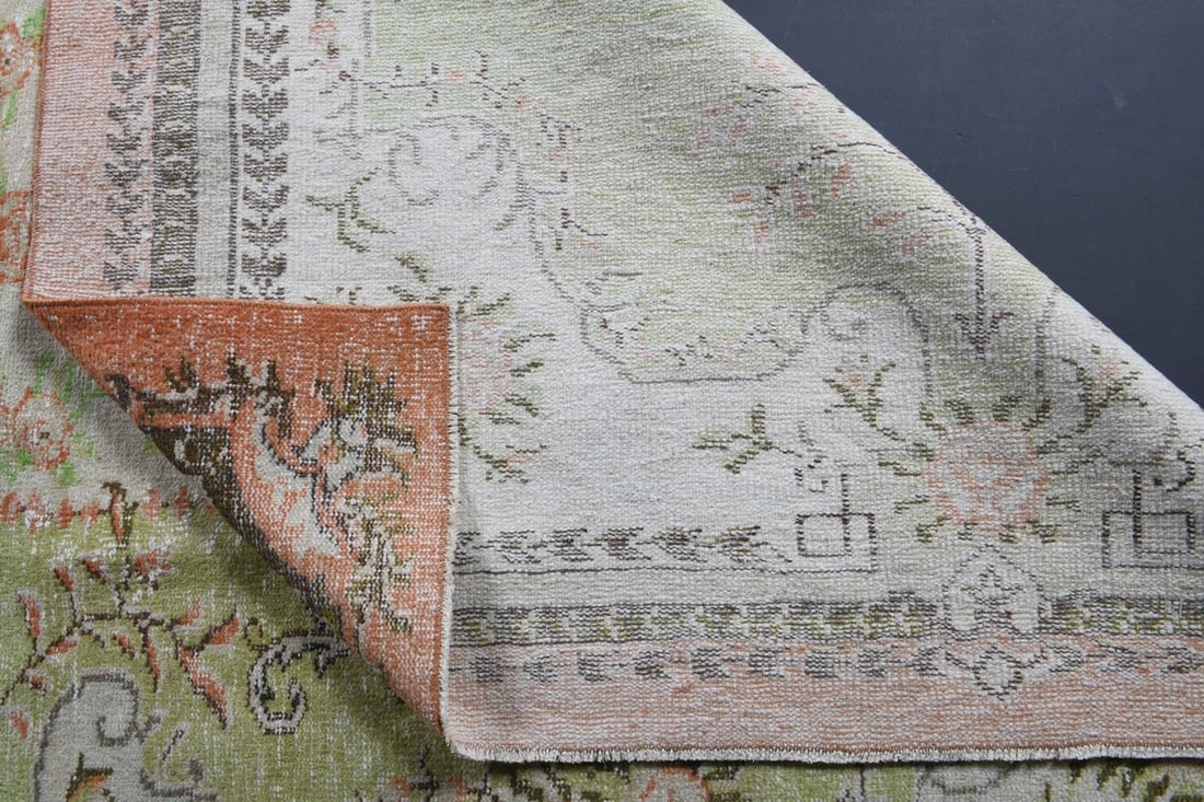 6.2x9.8 Vintage Rugs, Green Beige - 9