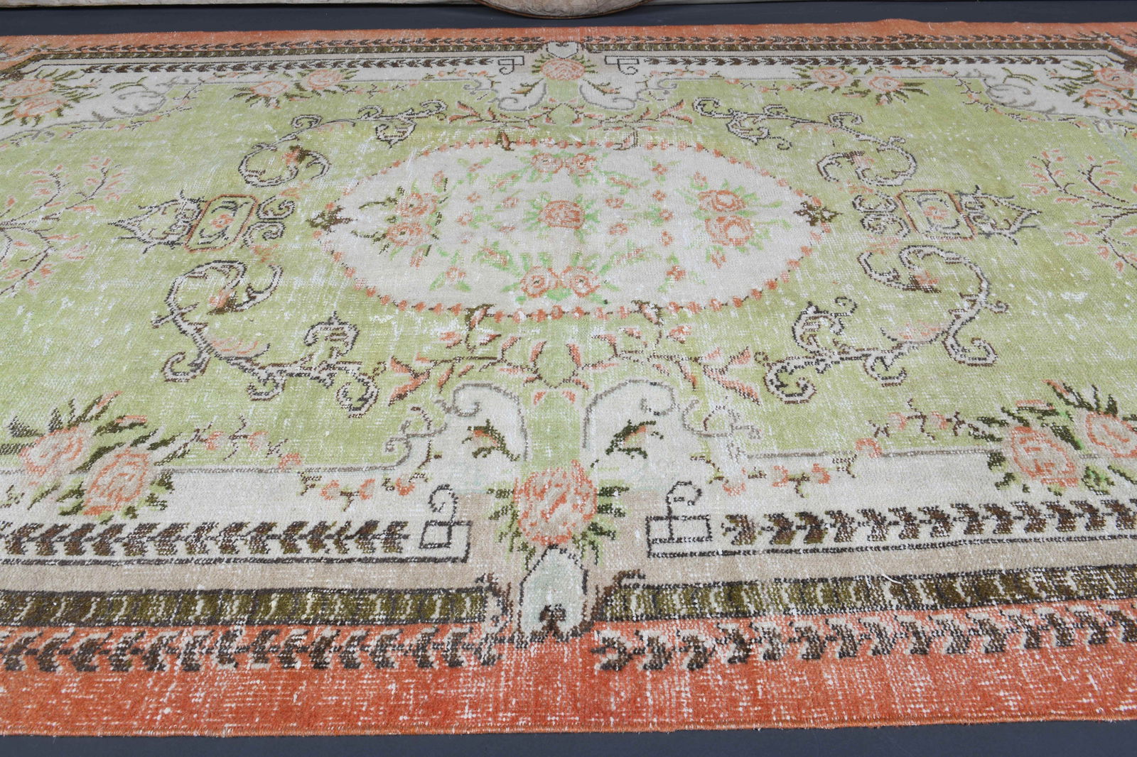 6.2x9.8 Vintage Rugs, Green Beige - 14