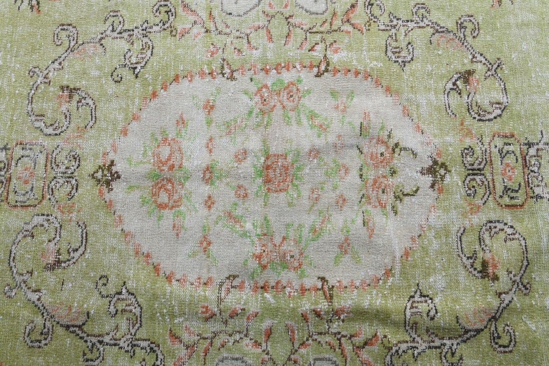 6.2x9.8 Vintage Rugs, Green Beige - 8