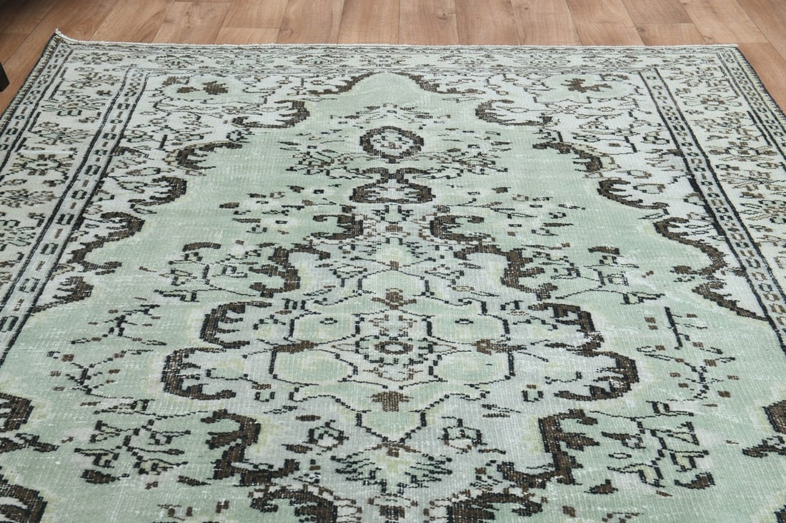 .9x8.8 ft, Turkish Rug, Green Beige Brown - 4