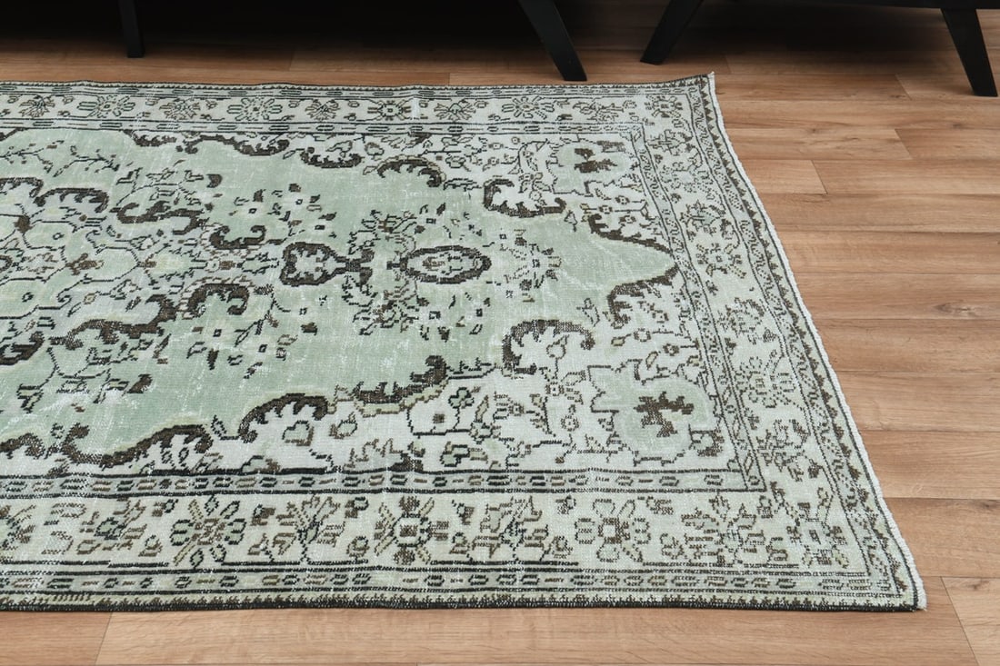 .9x8.8 ft, Turkish Rug, Green Beige Brown - 8