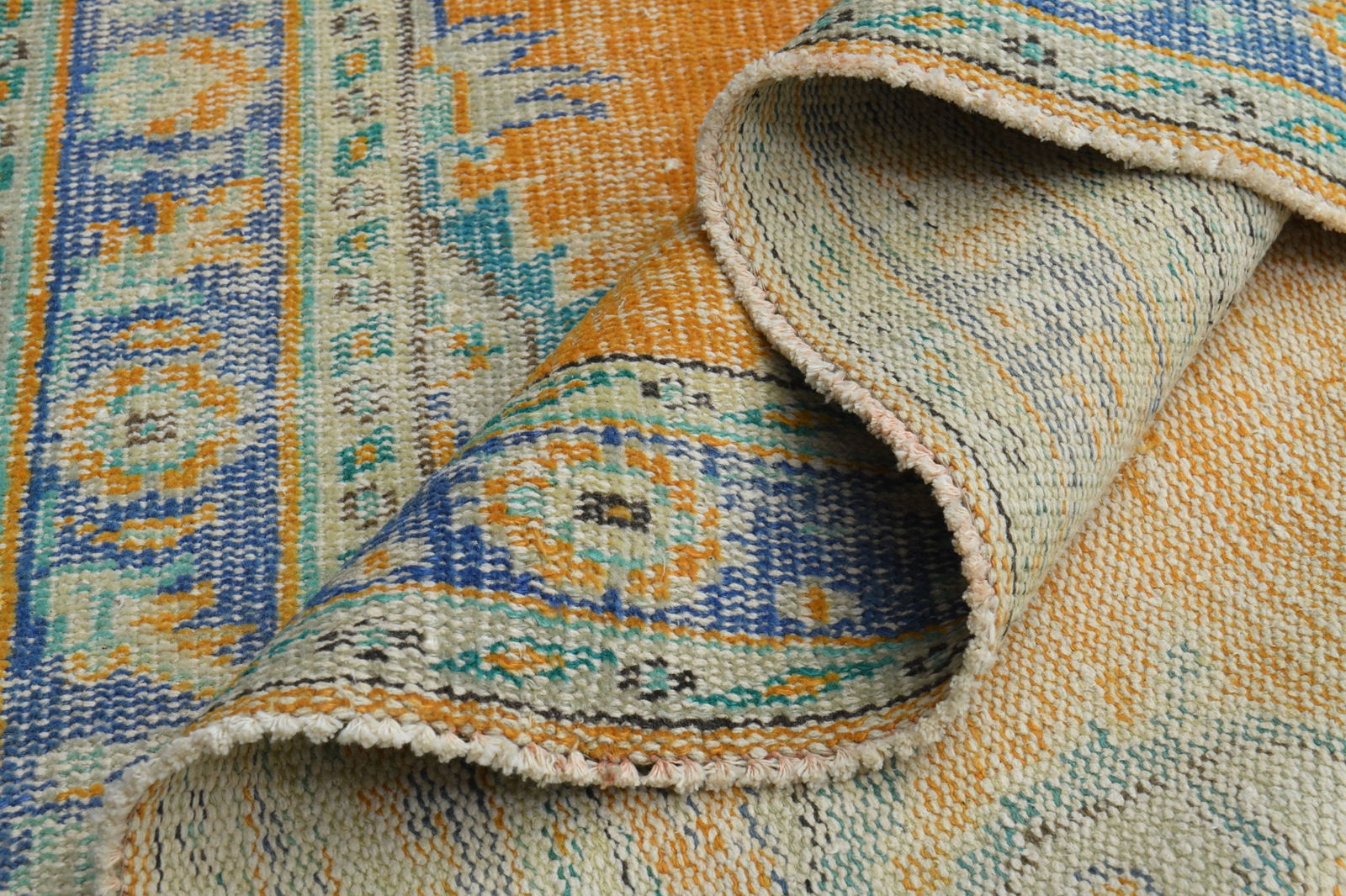 5.7x8.5 TURKISH RUG, Distressed Orange Boho Chic Décor - 11