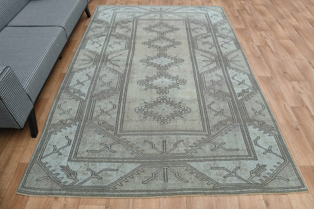 6x9 TURKISH RUG, Beige Brown Vintage - 5