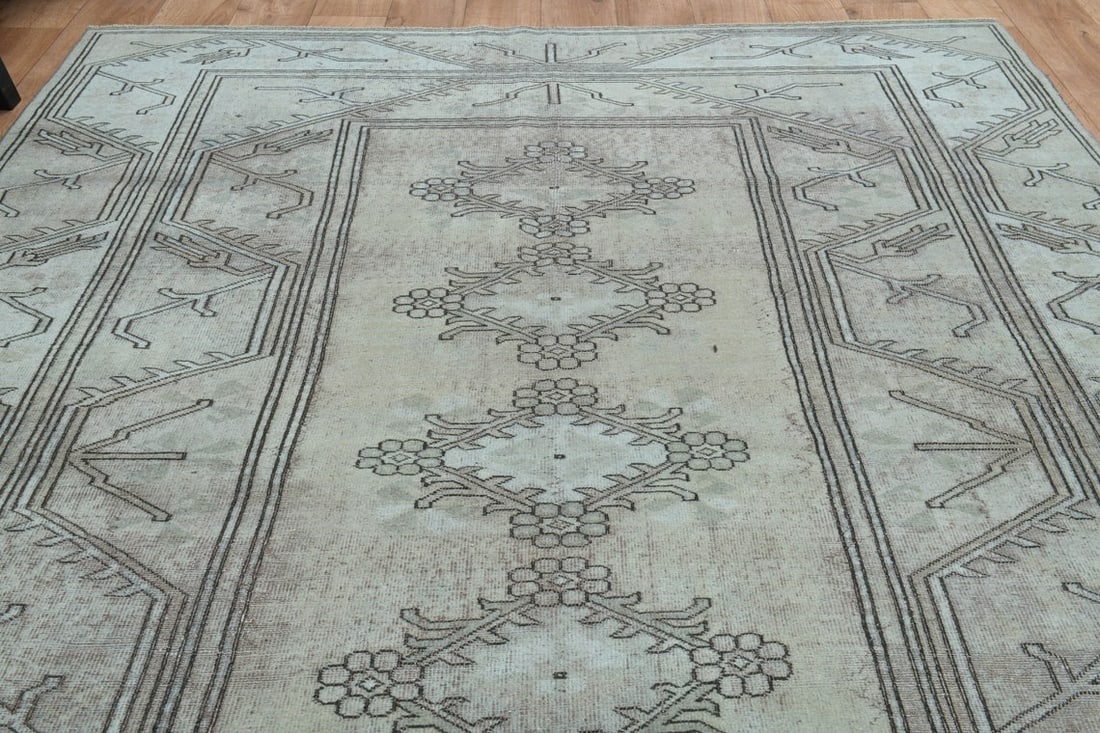 6x9 TURKISH RUG, Beige Brown Vintage - 7
