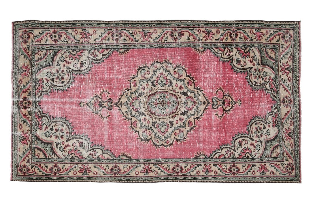 5x9 Turkish Pink Rug, Oriental Vintage Area Rug - 2