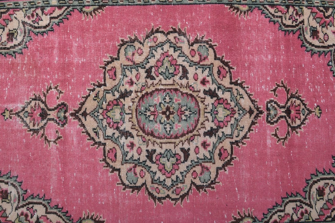 5x9 Turkish Pink Rug, Oriental Vintage Area Rug - 8