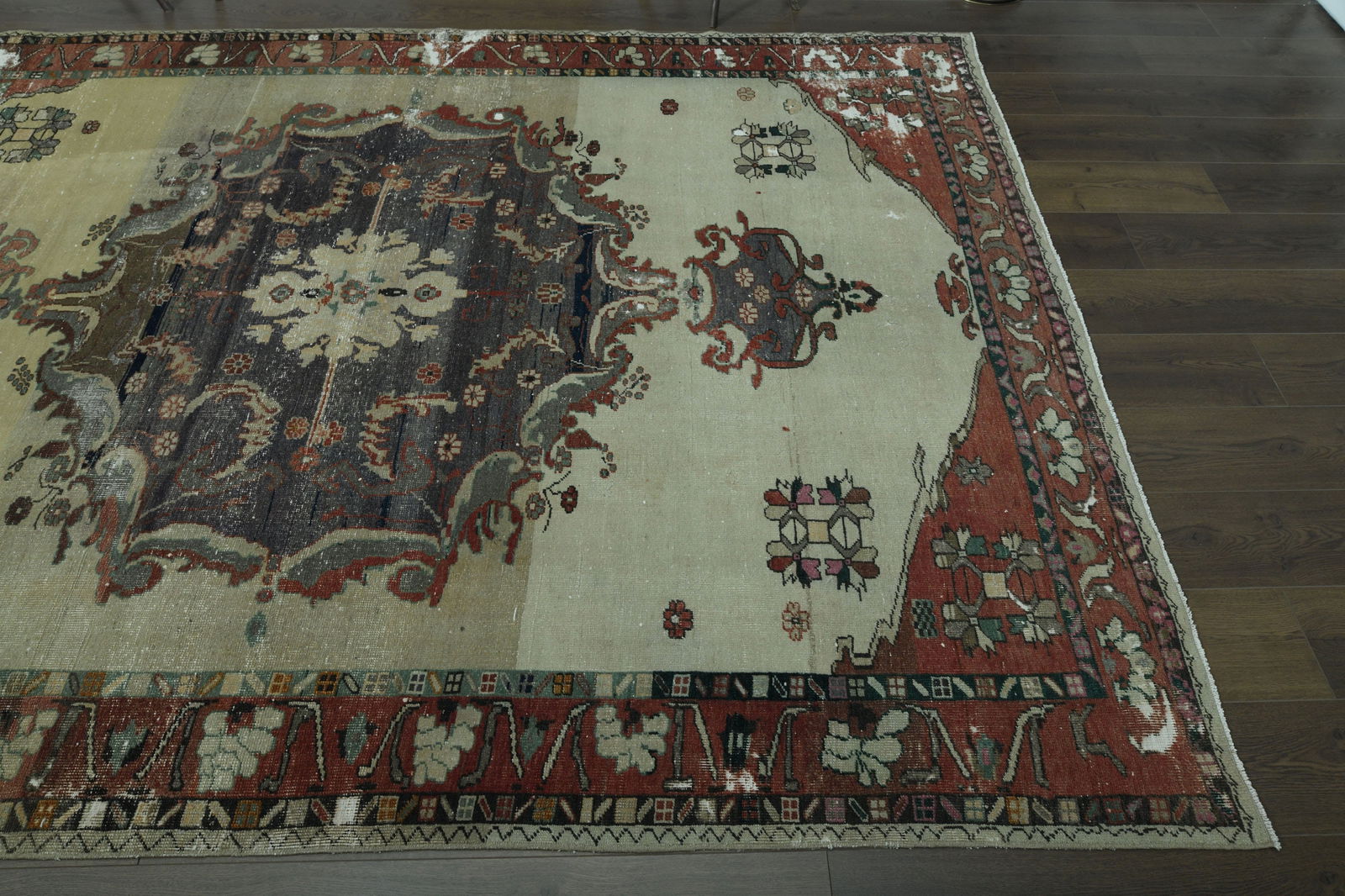 6.9x9.5 ft, BEIGE, Vintage Rug - 13