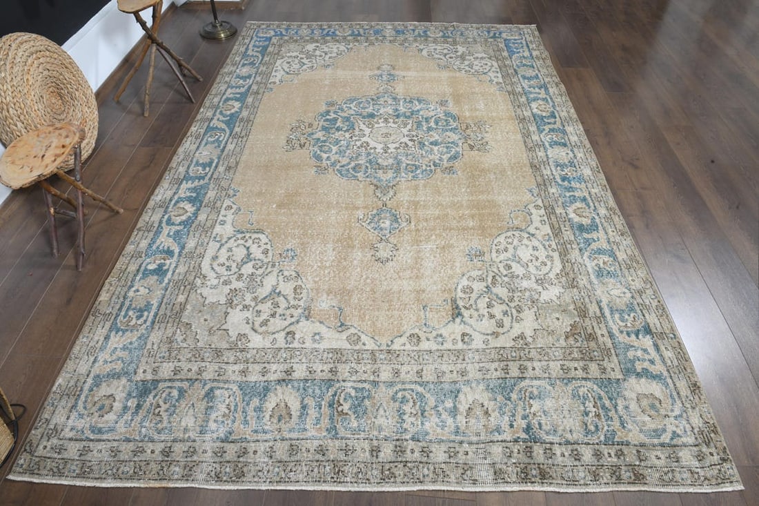 6'8x10'3 ft, ORANGE TURKISH RUG - 2