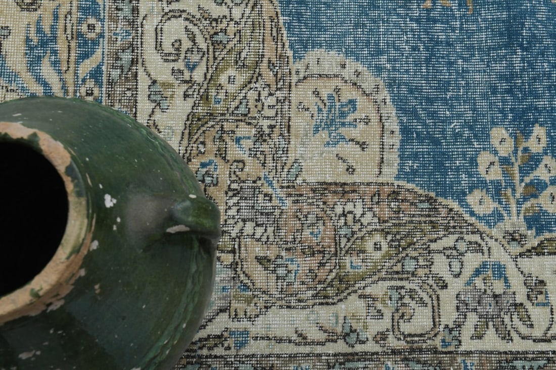 7.1x10.3 ft, BLUE TURKISH RUG - 9