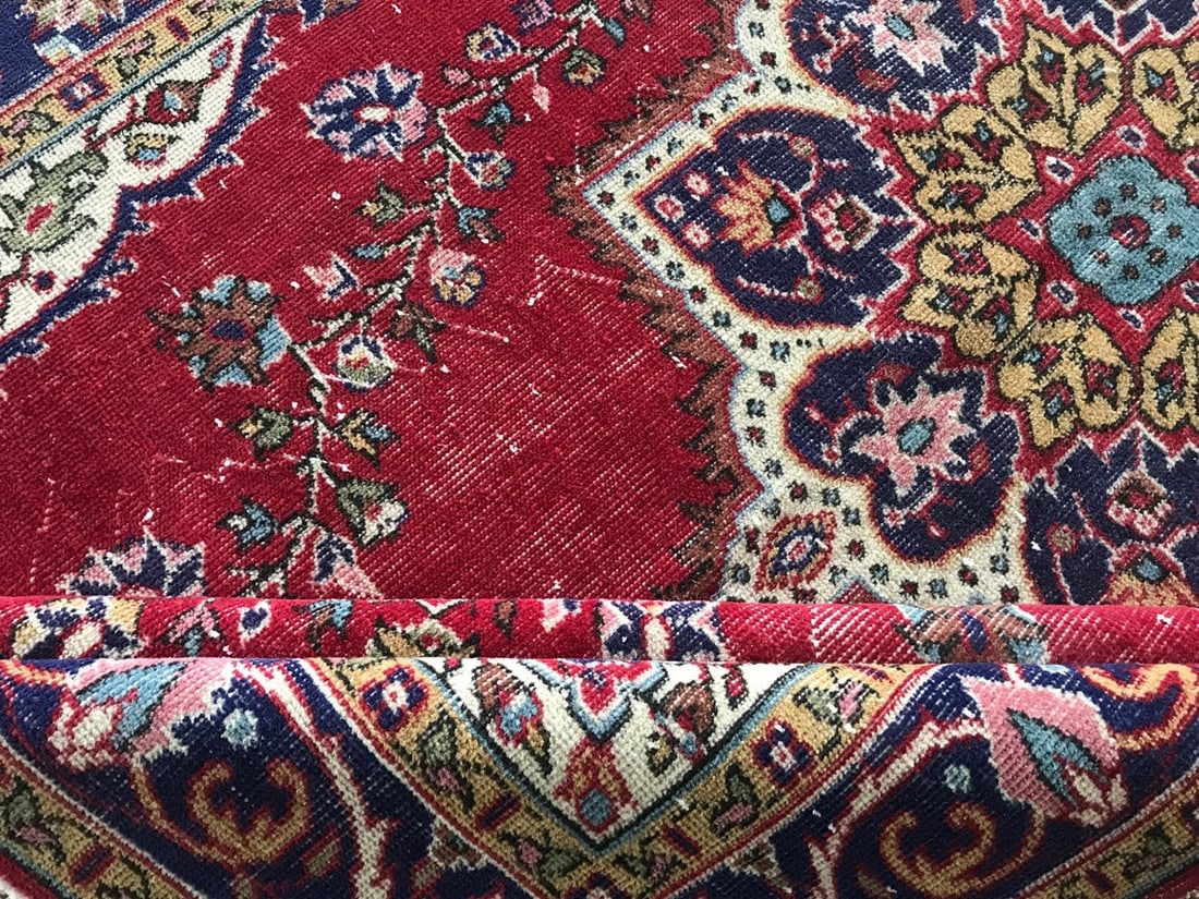 5.7x9.5 ft, RED TURKISH RUG, Vintage Oushak - 3