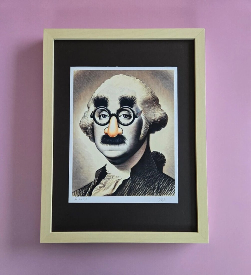 AIDAN FLUX | Hand Signed Original Print Framed COA "George Washington": This is a Stunning and Scarce 100% Authentic New Print by Aidan Flux AIDAN Flux represents a new wave of artists who embrace technology as a partner in creation, crafting works that resonate with the