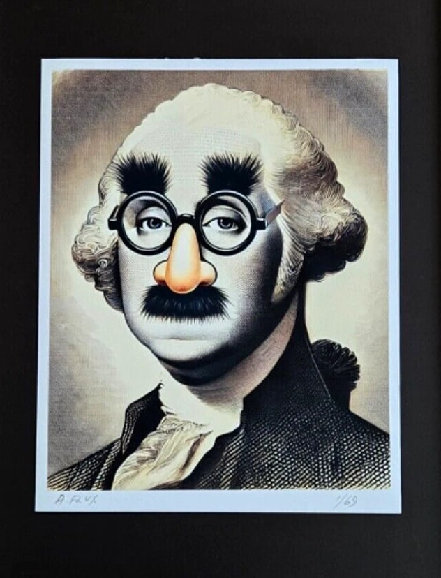 AIDAN FLUX | Hand Signed Original Print Framed COA "George Washington" - 2