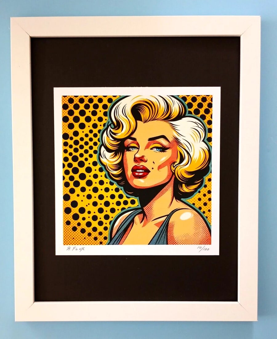 AIDAN FLUX | Hand Signed Original Print Framed | Ltd. Ed. | COA Marilyn Monroe: This is a Stunning and Scarce 100% Authentic New Print by Aidan Flux AIDAN Flux represents a new wave of artists who embrace technology as a partner in creation, crafting works that resonate with the