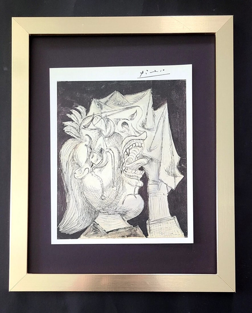 PABLO PICASSO + STUDY FOR GUERNICA + SIGNED + MOUNTED IN NEW FRAME + SPAIN 1972 (1 of 2)