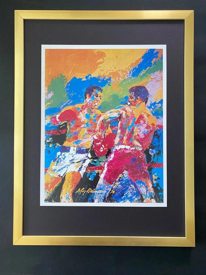 LEROY NEIMAN + ALI VS. SPINKS + CIRCA 1970'S + SIGNED PRINT FRAMED (1 of 2)