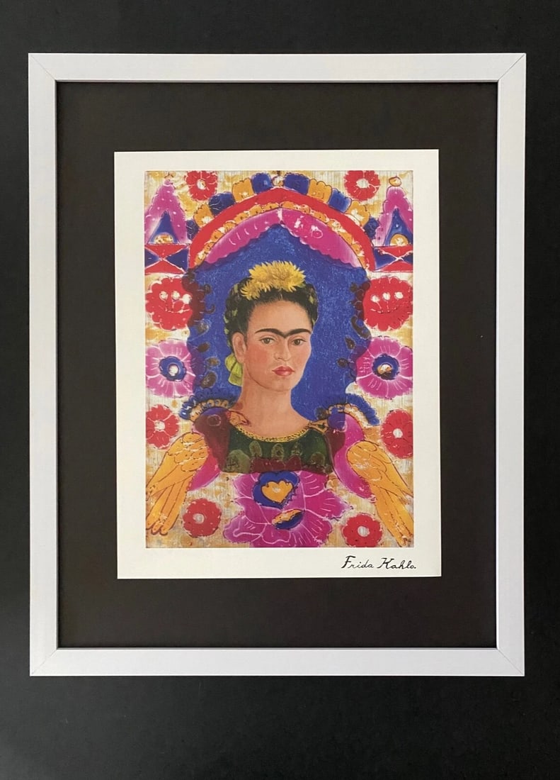 FRIDA KAHLO | Signed Print from Mexico "Self Portrait" + Framed - 2
