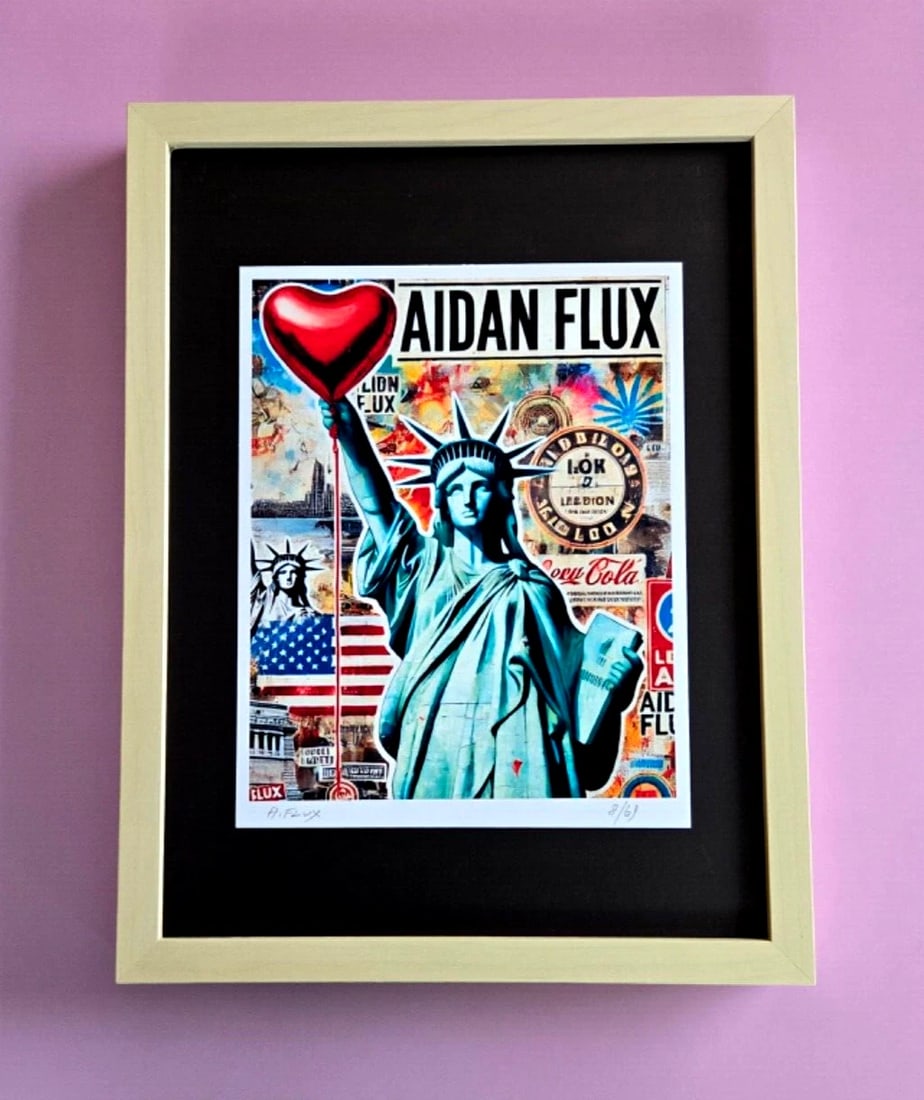 AIDAN FLUX | Hand Signed Original Print Ltd. Ed. COA Statue of Liberty: This is a Stunning and Scarce 100% Authentic New Print by Aidan Flux AIDAN Flux represents a new wave of artists who embrace technology as a partner in creation, crafting works that resonate with the