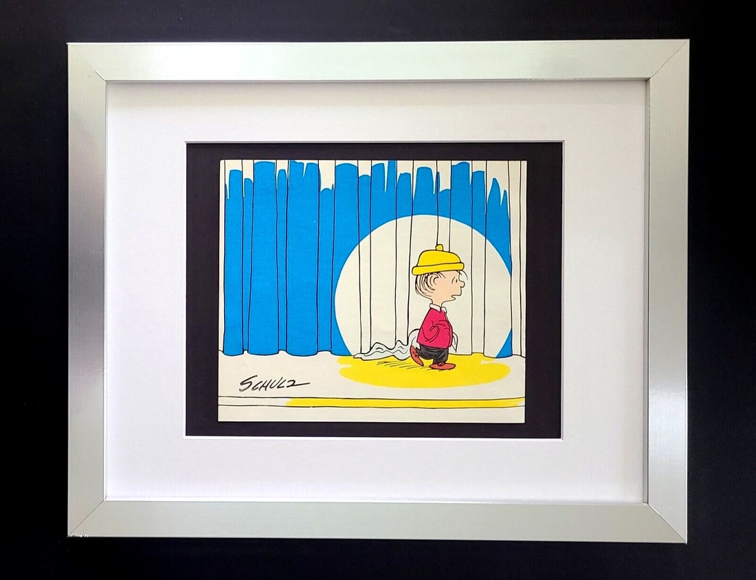 CHARLES SCHULZ + Signed Christmas 1968 Peanuts SNOOPY Cartoon + New Frame: WE HAVE FOR SALE TODAY THIS BEAUTIFUL VINTAGE 1968 OFFSET LITHOGRAPH AFTER CHARLES M. SCHULTZ CHRISTMAS PEANUTS CARTOON FACSIMILE SIGNED IN INK THIS ART PRINT IS MATTED AND MOUNTED ON A 14 X 11 IN. BL