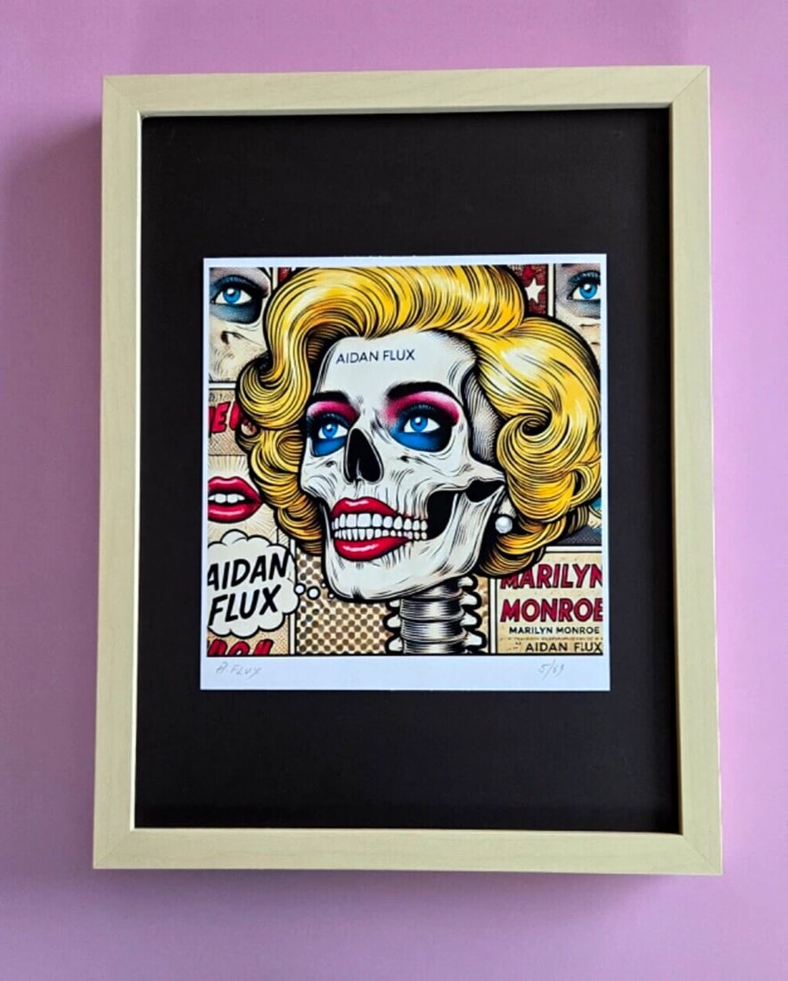 AIDAN FLUX | Hand Signed Original Print Ltd. Ed. COA Marilyn Monroe Skull (1 of 3)