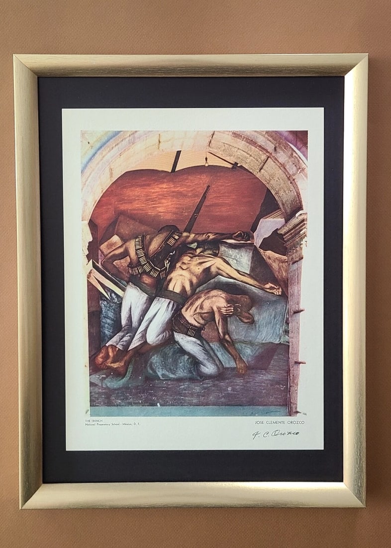 JOSE CLEMENTE OROZCO, ORIGINAL 1946 SIGNED VINTAGE PRINT FRAMED from MEXICO (1 of 2)