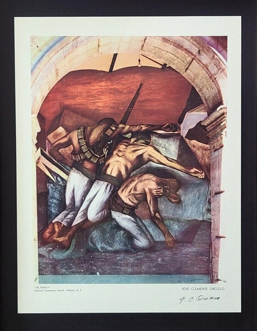 JOSE CLEMENTE OROZCO, ORIGINAL 1946 SIGNED VINTAGE PRINT FRAMED from MEXICO - 2