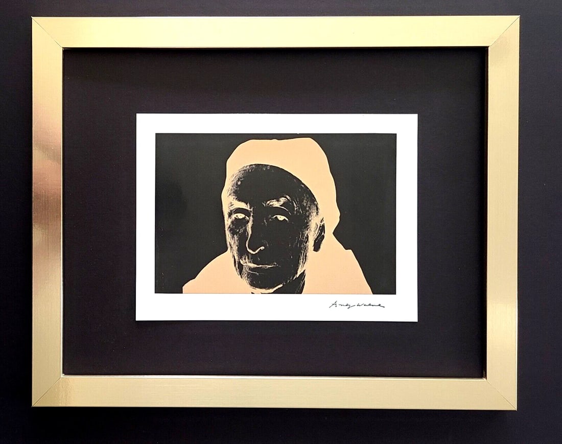 ANDY WARHOL + SIGNED 1984 "GEORGIA O'KEEFE" PRINT MOUNTED & FRAMED (1 of 2)