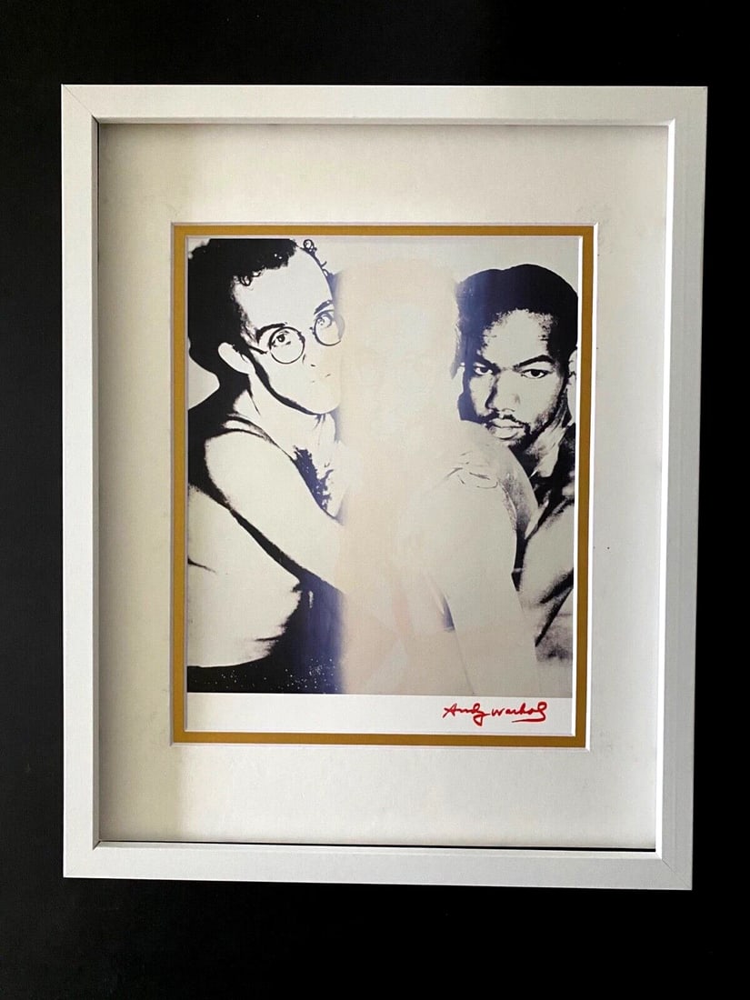 ANDY WARHOL + RARE 1984 SIGNED KEITH HARING PRINT MATTED AND FRAMED (1 of 2)