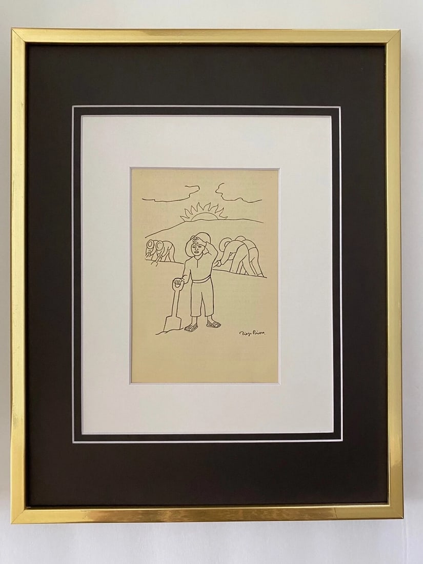 DIEGO RIVERA ORIGINAL 1931 + SIGNED VINTAGE PRINT + DOUBLE MATTED NEW GOLD FRAME (1 of 2)