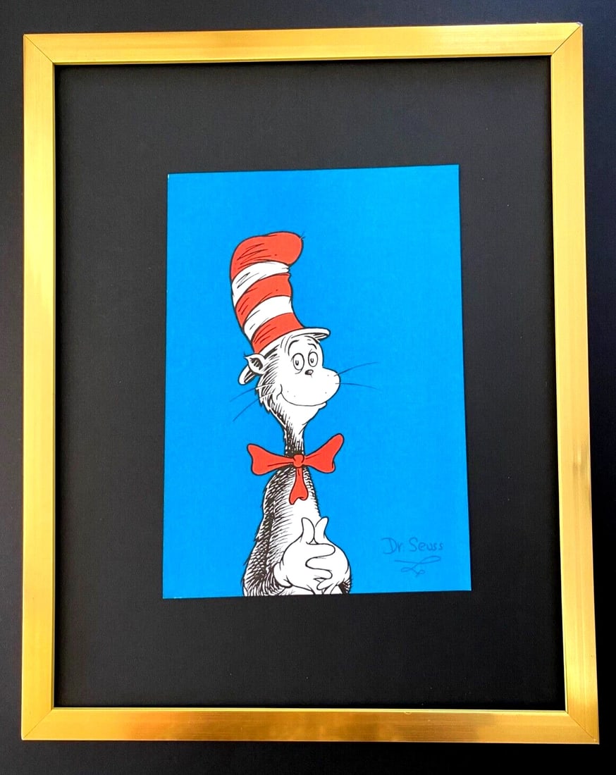DR. SEUSS + SIGNED " CAT IN THE HAT " PRINT FRAMED (1 of 2)