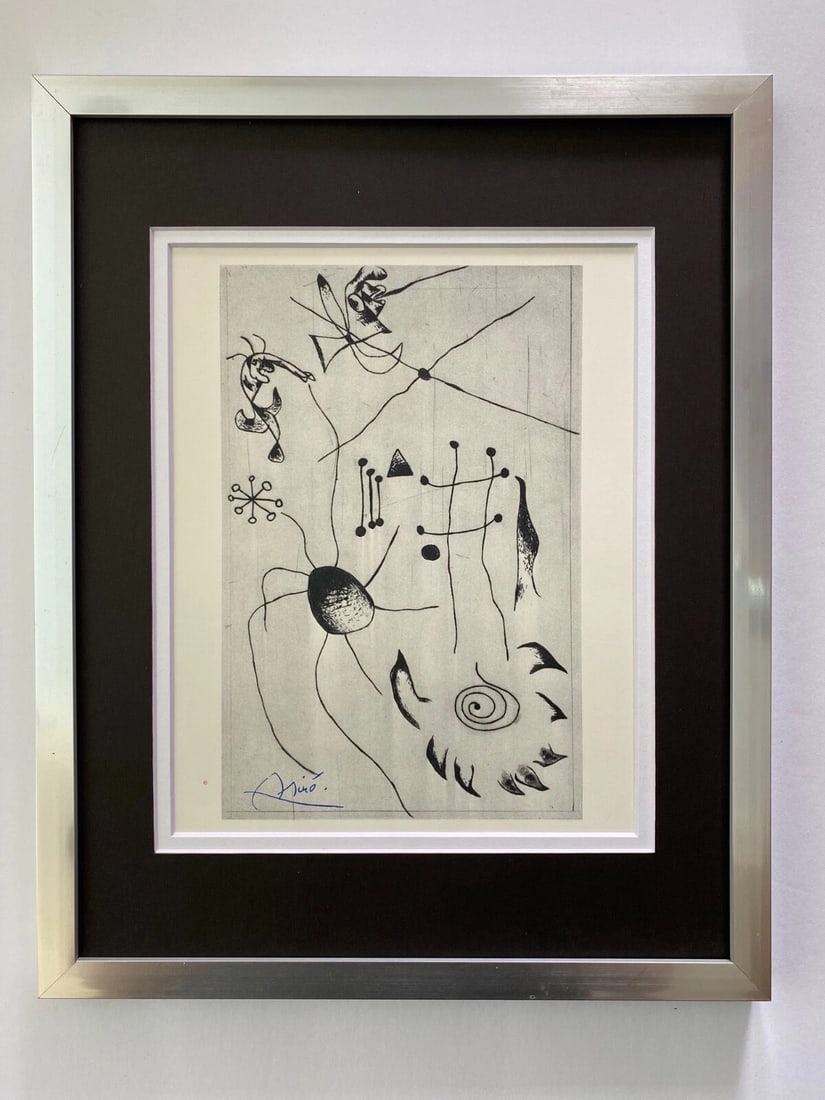 JOAN MIRO 1958 BEAUTIFUL SIGNED PRINT MATTED 11 X 14 (1 of 3)