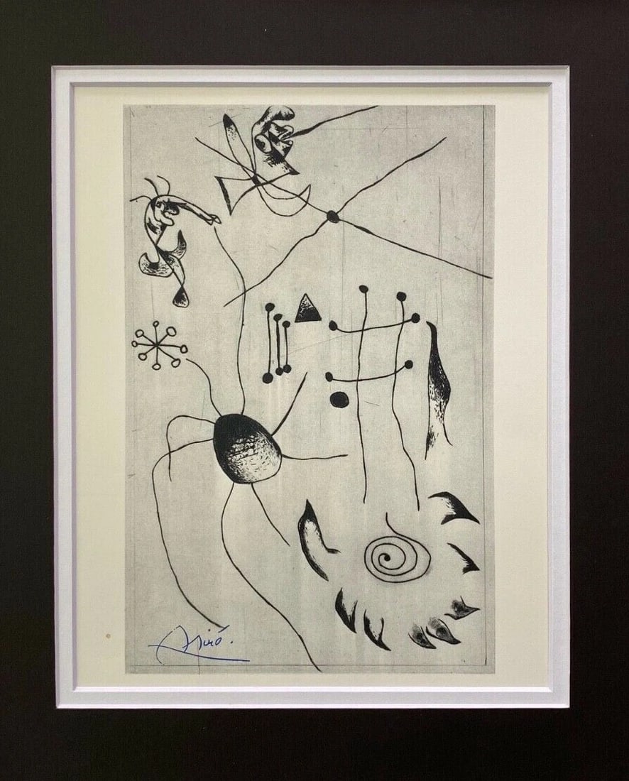 JOAN MIRO 1958 BEAUTIFUL SIGNED PRINT MATTED 11 X 14 - 2