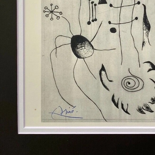 JOAN MIRO 1958 BEAUTIFUL SIGNED PRINT MATTED 11 X 14 - 3