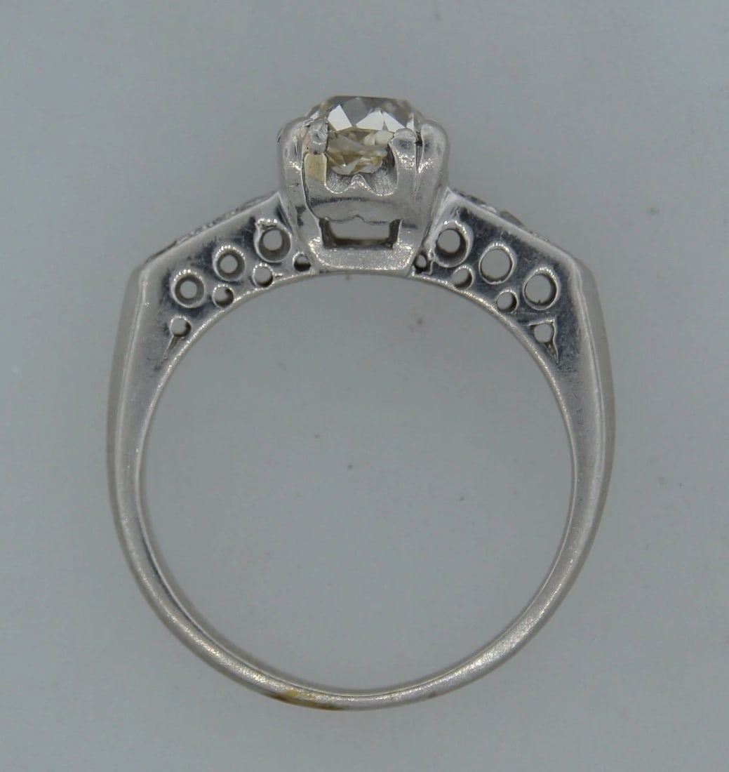 Art Deco ENGAGEMENT RING and ETERNITY WEDDING BAND DIAMOND PLATINUM 1910s - 4