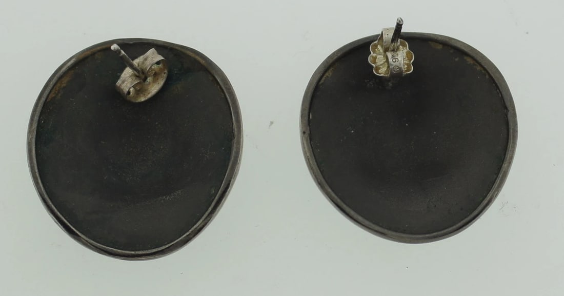 STYLISH SILVER EARRINGS C.1970 SIGNED STAMPED - 4