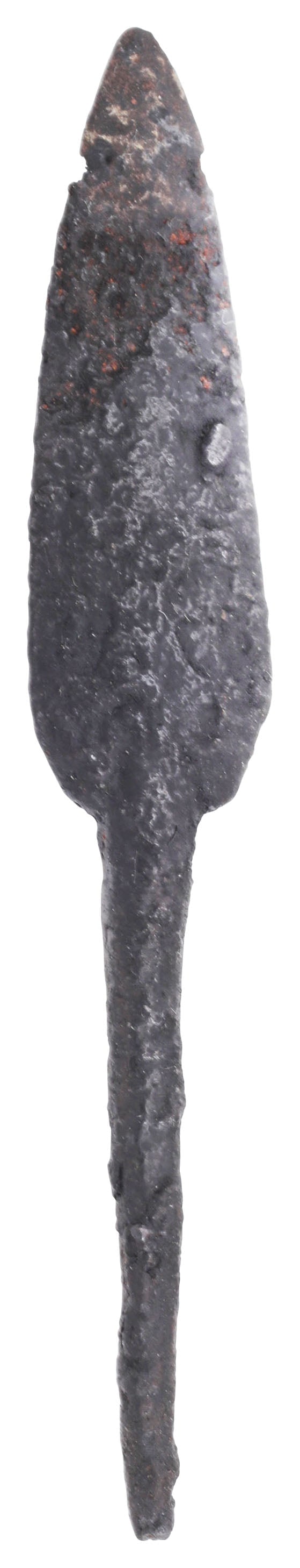 CRUSADES ARROWHEAD: 11th-12th century. Used by the Saracens defending the Holy Land against the Crusaders. See Arms and Armor of the Crusading Era, Nicolle #691. Forged iron of classic form with a thick flat leaf shaped