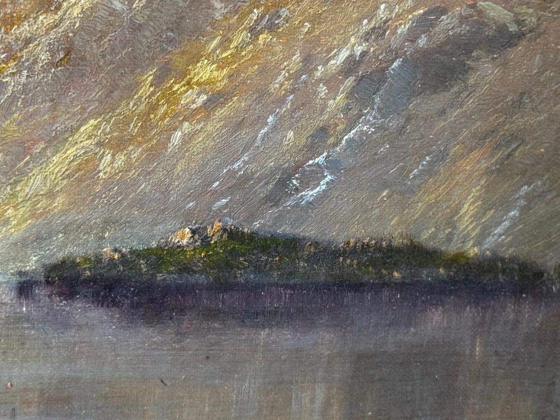 Lake Windermere Glowing Sunset Landscape Oil by Alfred de Breanski Jr C1920 - 19