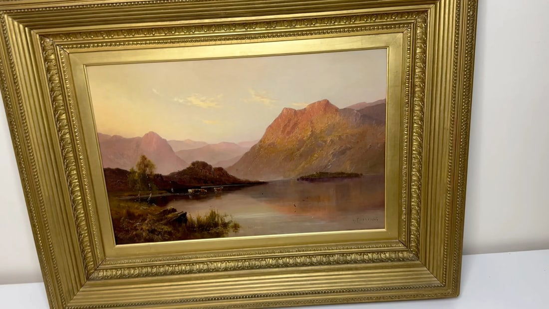 Lake Windermere Glowing Sunset Landscape Oil by Alfred de Breanski Jr C1920 - 2