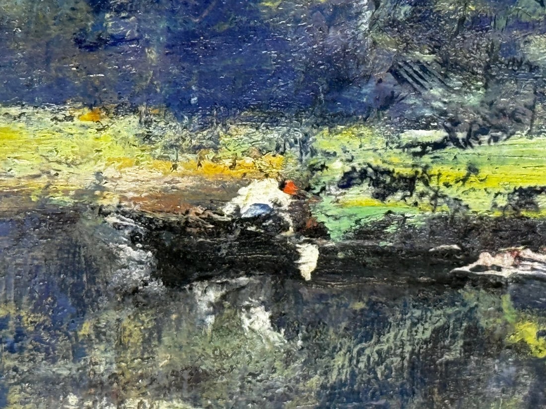 Oil Painting Fisherman On River Orne Normandy France By André Prévot-Valéri - 9