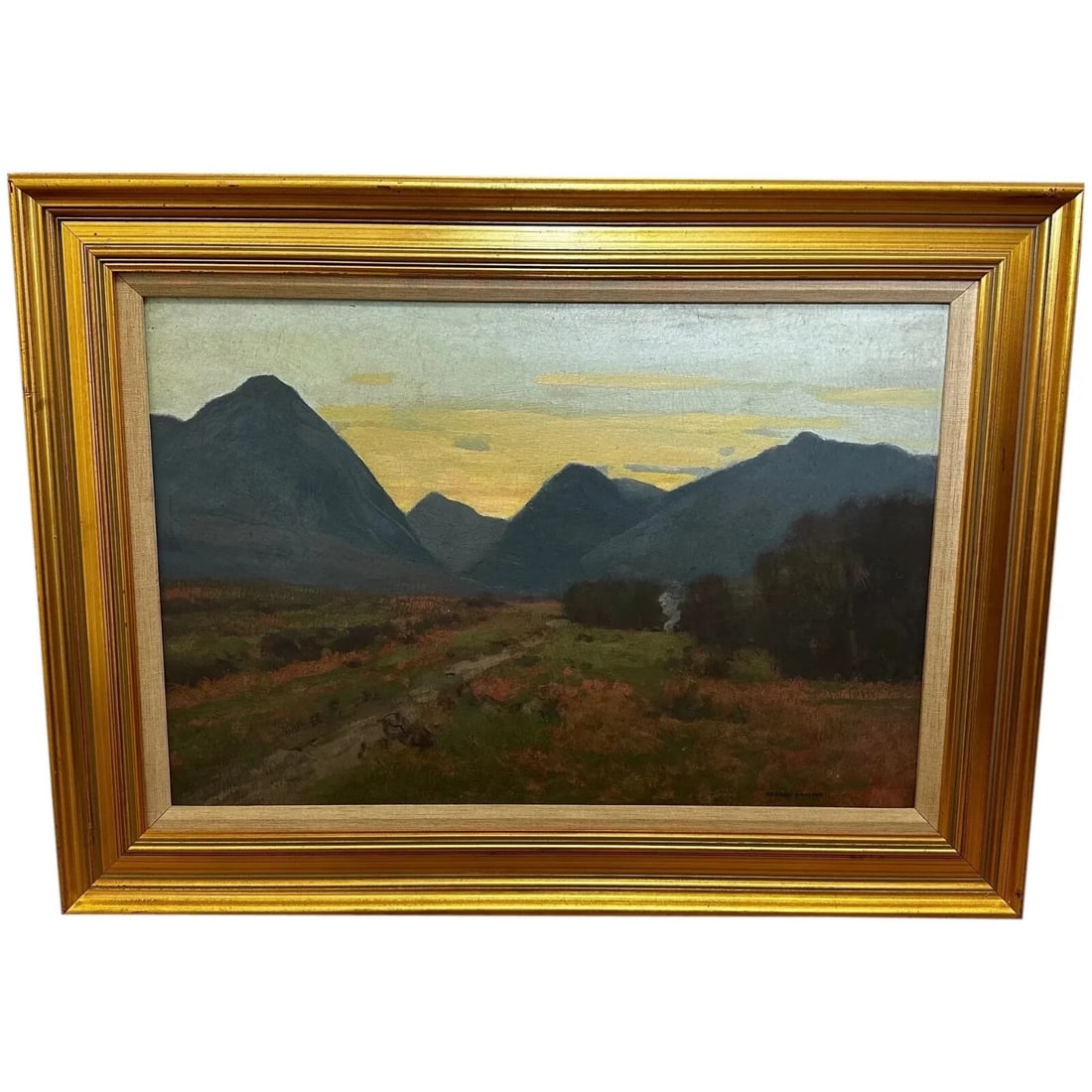 George Houston Signed Oil Painting Evening, Glen Sannox Scottish Highlands (1 of 20)
