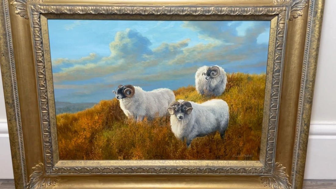British Oil Painting Sheep In Scottish Highlands Landscape - 2