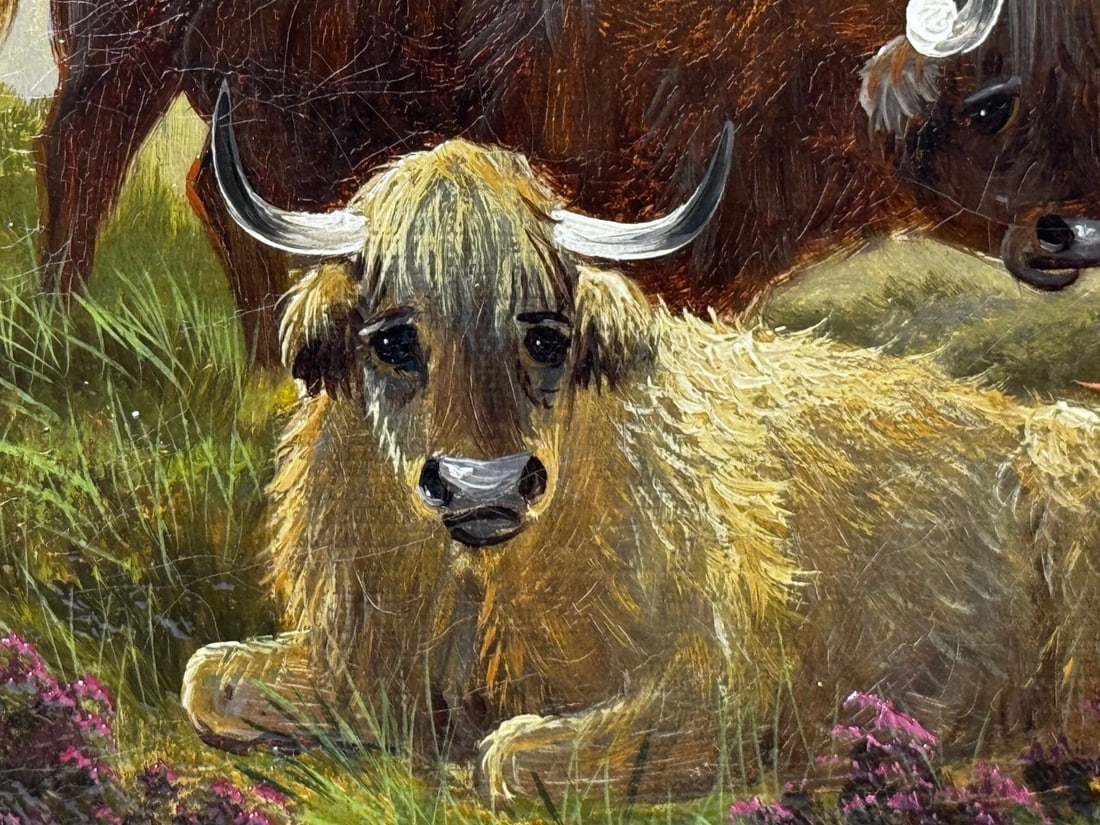 Painting Ben Lawers First Light Morning Mist Highland Cattle Beside Loch Tay - 11