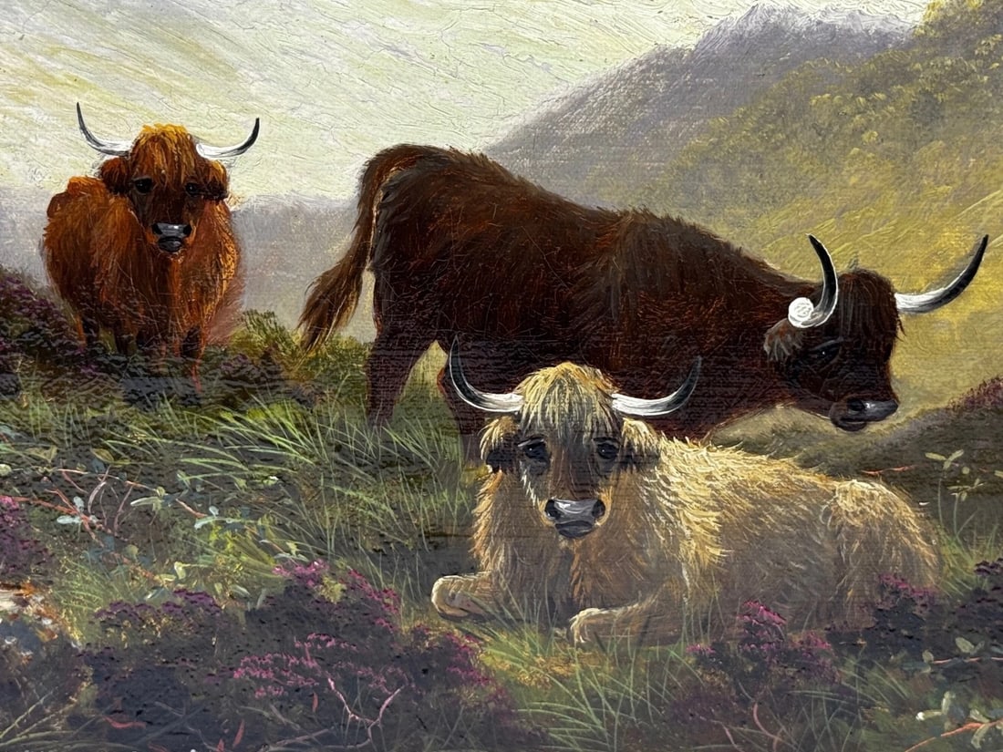 Painting Ben Lawers First Light Morning Mist Highland Cattle Beside Loch Tay - 8