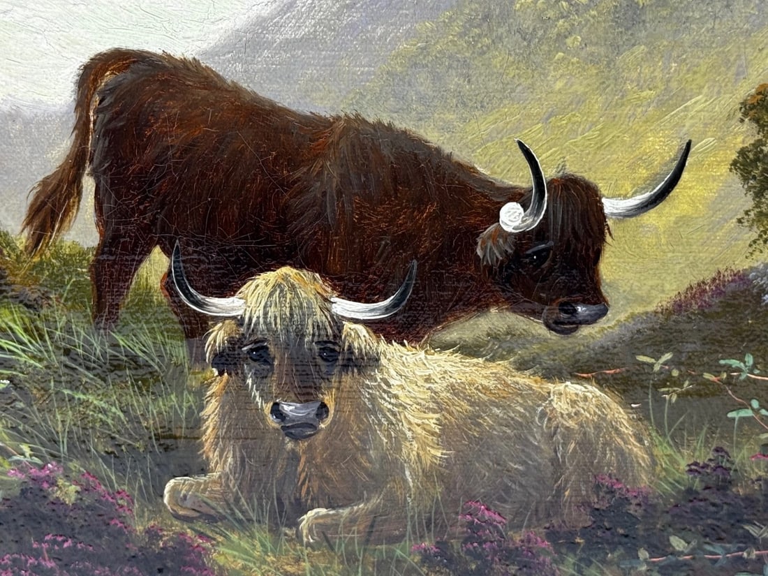 Painting Ben Lawers First Light Morning Mist Highland Cattle Beside Loch Tay - 9