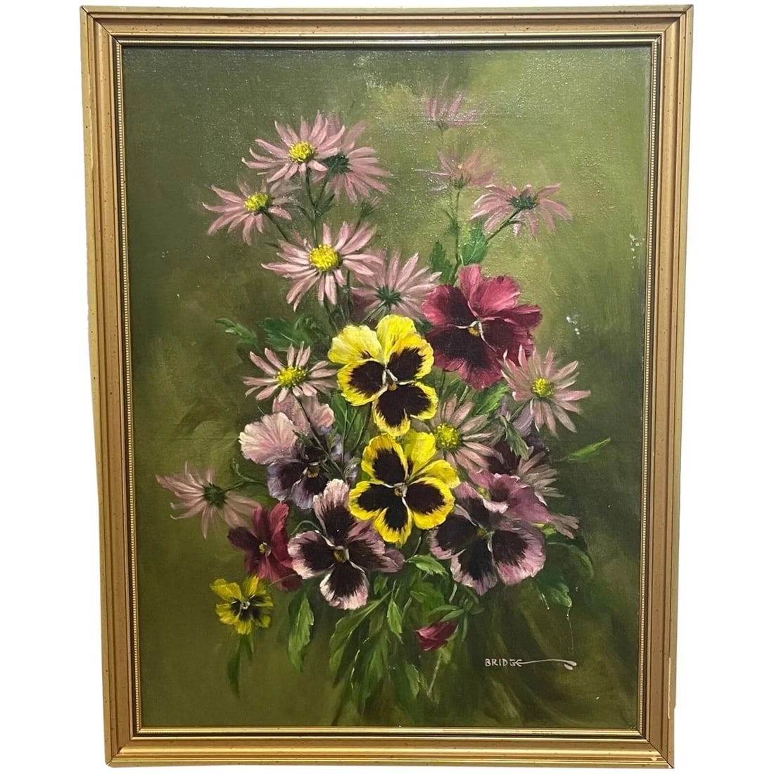 British Oil Painting Flowers Pansy's & Daisies By Elizabeth Bridge RI ROI (1 of 13)